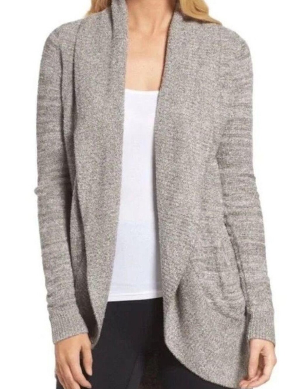 Barefoot Dreams Soft Cozy Beige Open-Front Draped Cardigan Sz L/XL